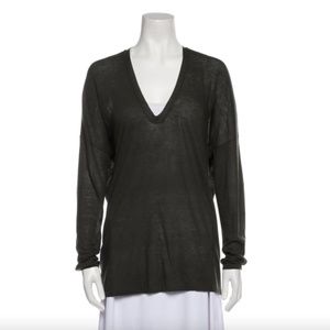 VINCE LIGHTWEIGHT WOOL-BLEND V-NECK PULLOVER SZ L